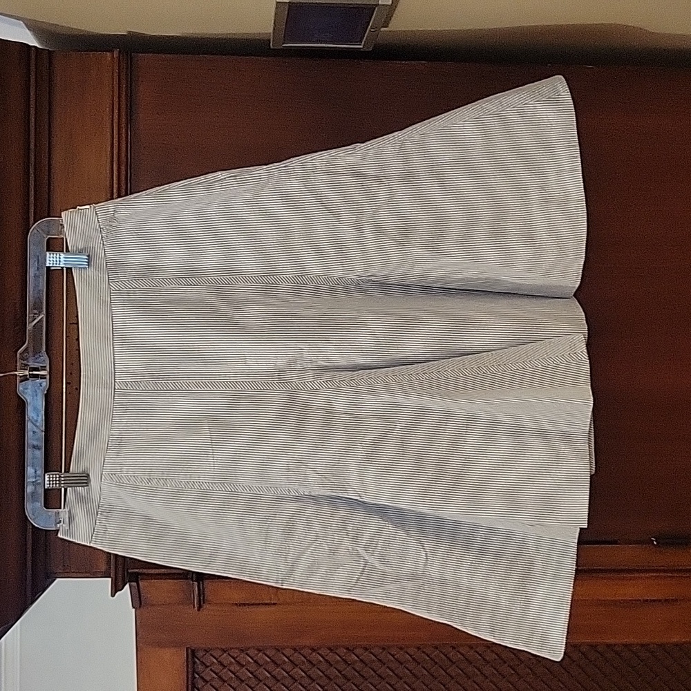 Brooks Brothers | Fit & Flare Microstripe Skirt Cotton Preppy Nautical - Size 8